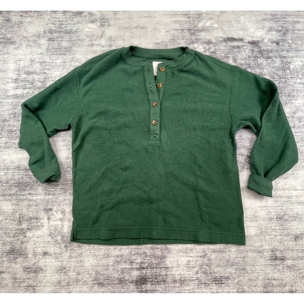 NWT Aerie Henley Sweatshirt Forest Green Fleece Pullover XS New 065-0743-3864‎